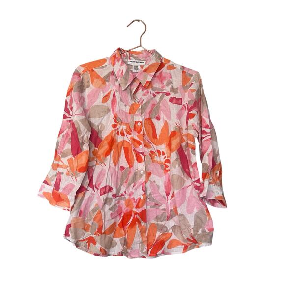 Cathy Daniel’s linen been button down floral top size large - Picture 5 of 5